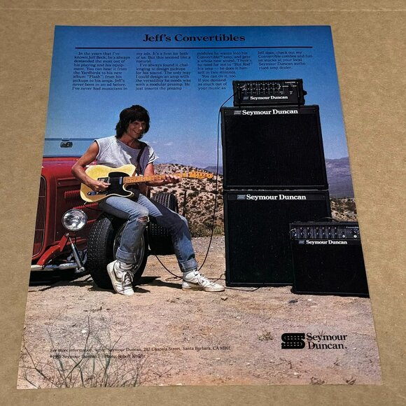 Jeff Beck - SEYMOUR DUNCAN PICKUPS - 1985 Print Ad - Picture 1 of 1